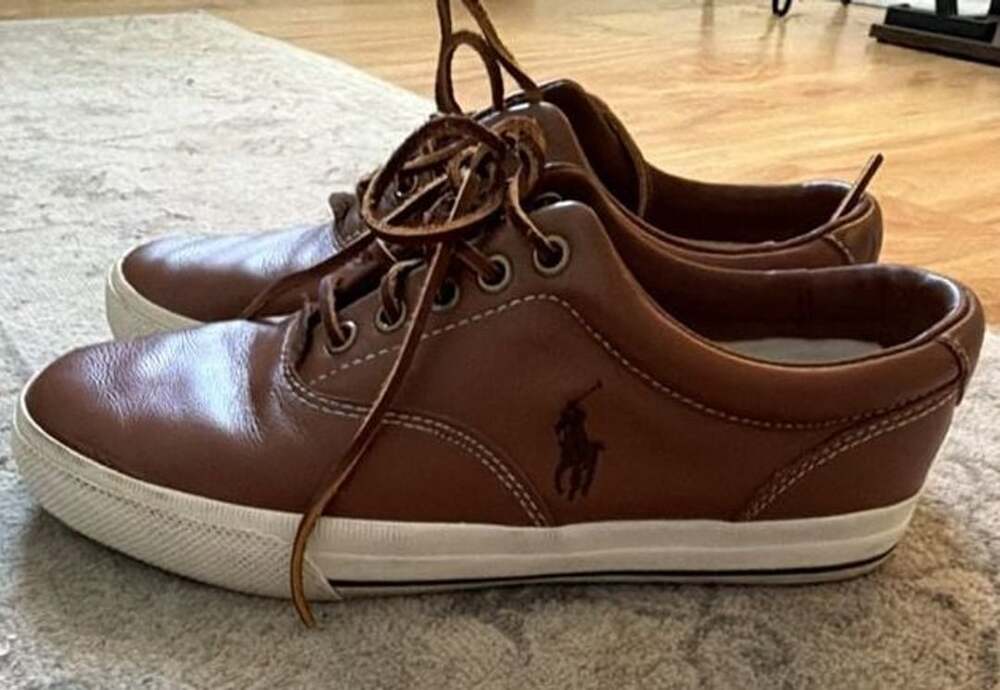 Polo Ralph Lauren Vaughn Brown Leather Sneakers Casual Shoes